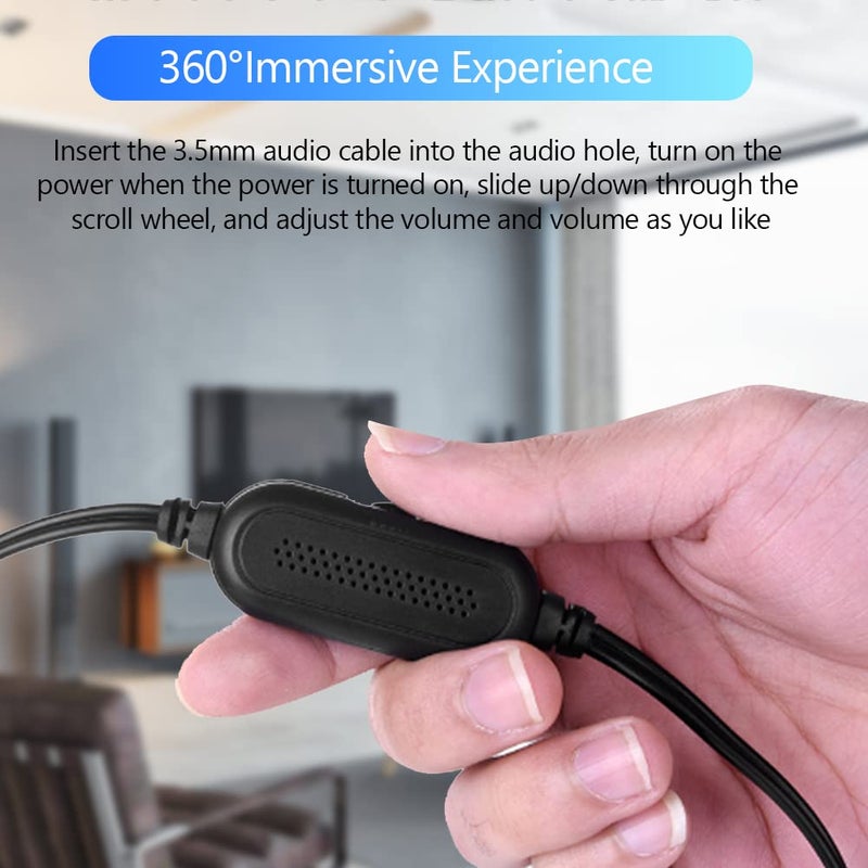 Wendry Computer Speakers,3.5mm Computer Sound Bass Surround Sound Box,USB Powered Portable Soundbar with 3D Stereo Sound and LED Breathing Light - Image 4